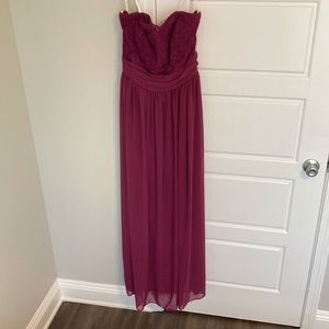 Strapless maroon formal dress